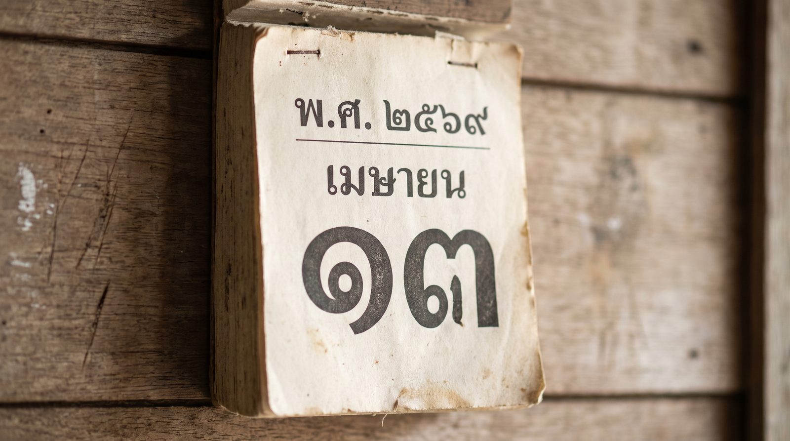 Thai tear-off calendar page showing พ.ศ. ๒๕๖๙ and the month เมษายน in Thai script and Thai numerals