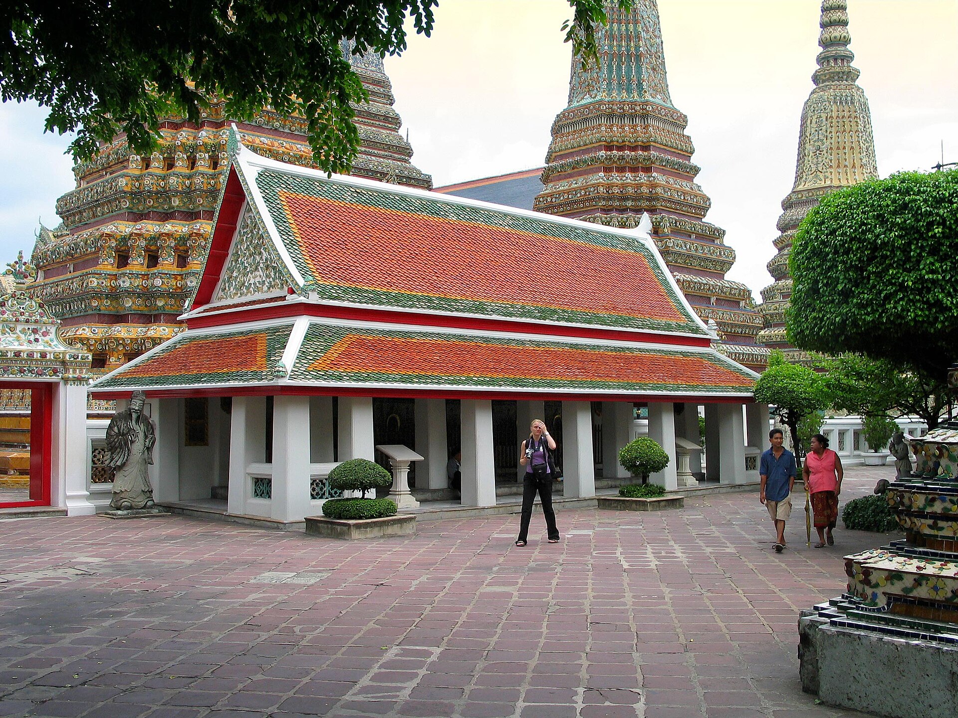 The medicine pavilion at Wat Pho temple in Bangkok Thailand home of the traditional Thai massage inscriptions